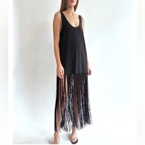 MR.LARKIN TASSEL SLIP DRESS, Black S